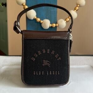 Burberry Blue Label Zip Canvas and Leather Wallet w top handle EUC/Like New Rare